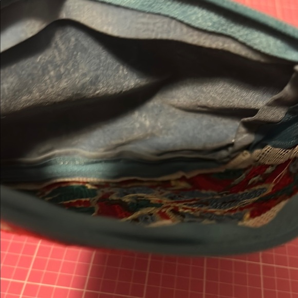 Red and Green Floral Cosmetic Bag with Embroidered Design - Picture 4 of 6